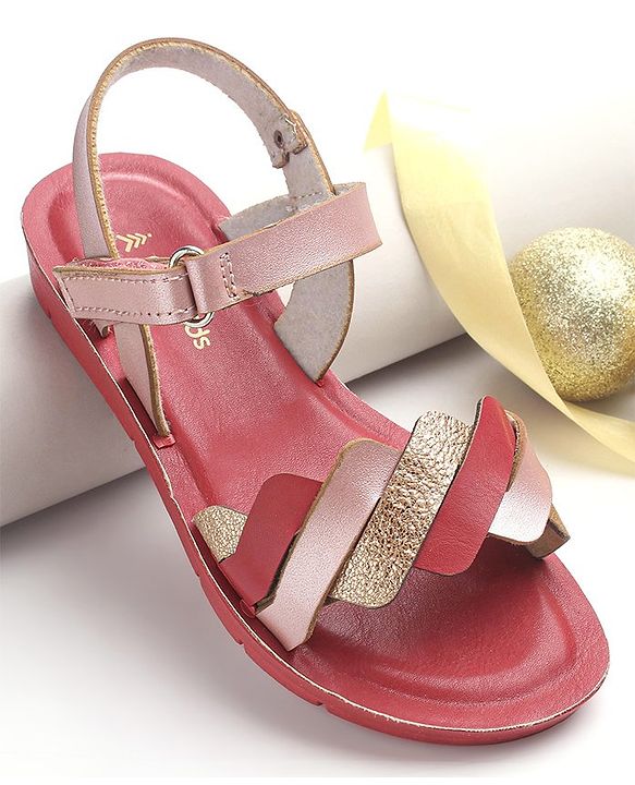 Pine Kids Sandals with Velcro Closure  -Red