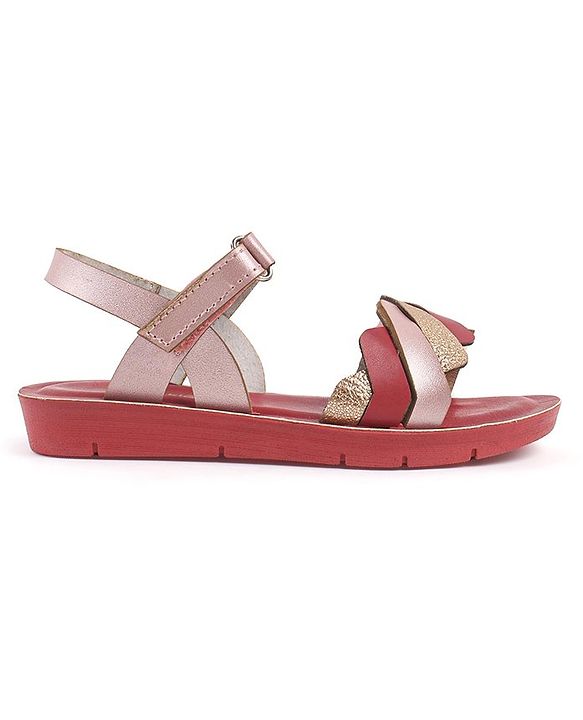 Pine Kids Sandals with Velcro Closure  -Red