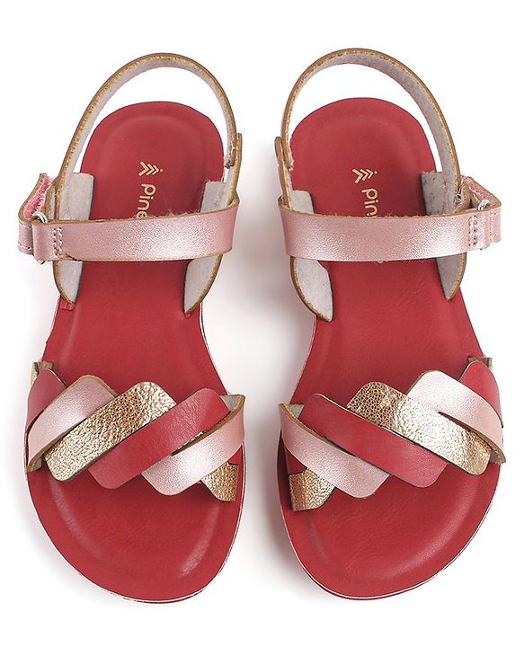 Pine Kids Sandals with Velcro Closure  -Red