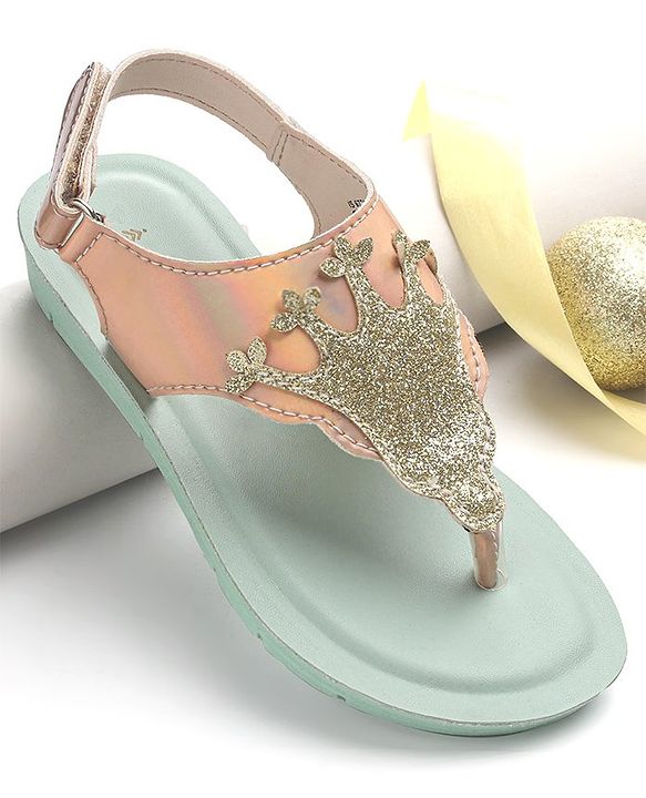 Pine Kids Sandals with Velcro Closure & Crown Detailing  - Blue