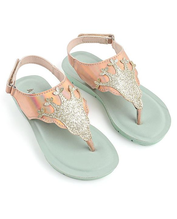 Pine Kids Sandals with Velcro Closure & Crown Detailing  - Blue