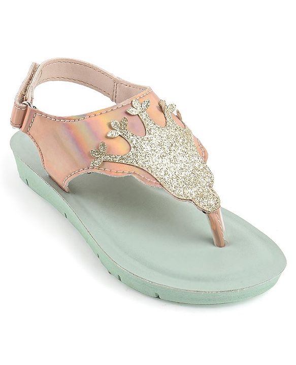Pine Kids Sandals with Velcro Closure & Crown Detailing  - Blue