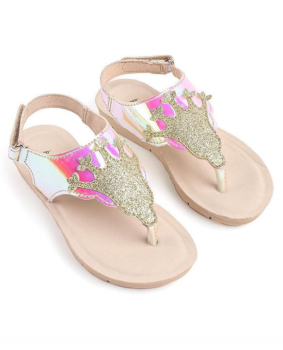 Pine Kids Sandals with Velcro Closure & Crown Detailing  - Blue