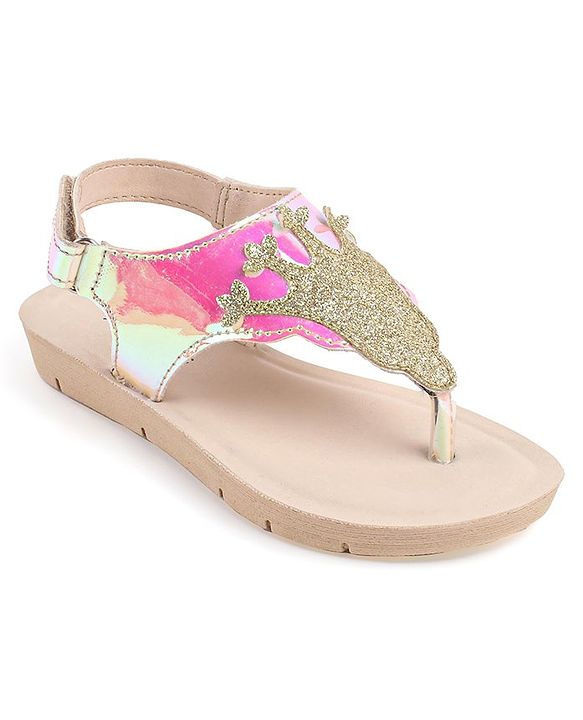 Pine Kids Sandals with Velcro Closure & Crown Detailing  - Blue