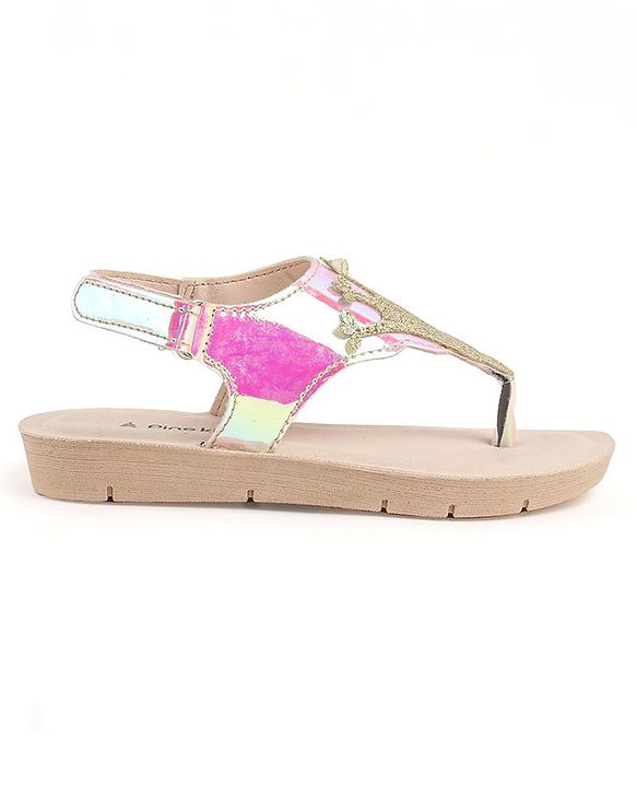 Pine Kids Sandals with Velcro Closure & Crown Detailing  - Blue