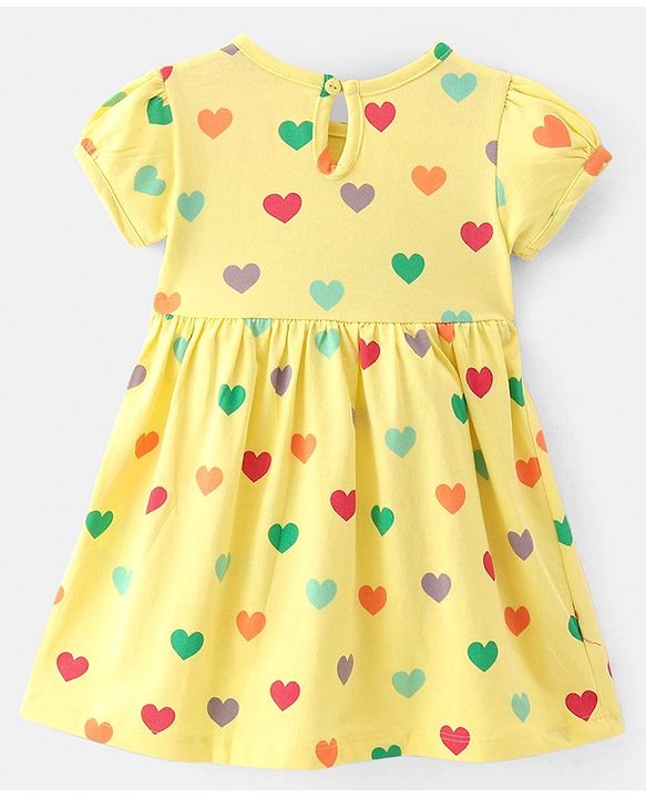 Babyhug Single Jersey Knit Half Sleeves Frocks with Polka Dot Print Bow Applique Pack of 2 - Multicolour