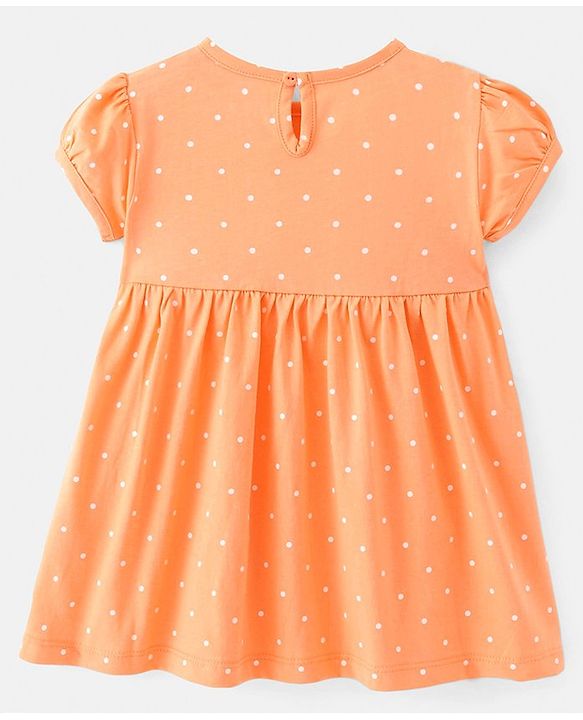 Babyhug Single Jersey Knit Half Sleeves Frocks with Polka Dot Print Bow Applique Pack of 2 - Multicolour