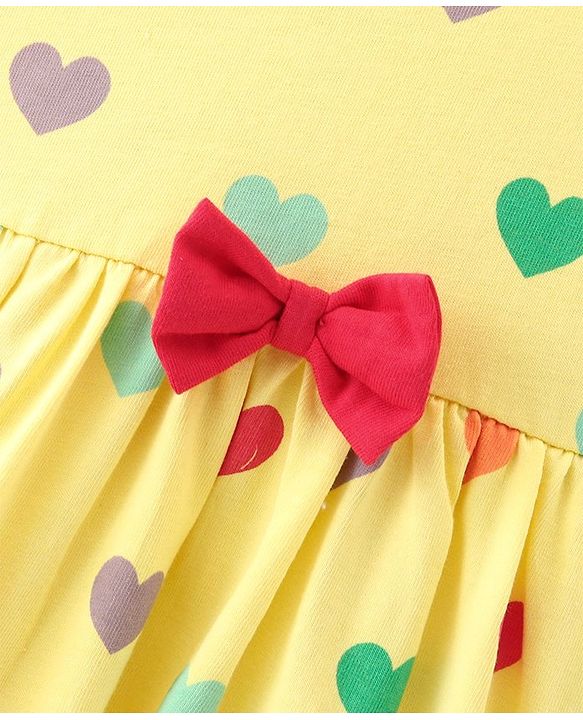 Babyhug Single Jersey Knit Half Sleeves Frocks with Polka Dot Print Bow Applique Pack of 2 - Multicolour
