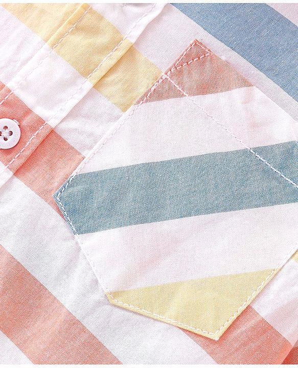 Babyhug Cotton Woven Half Sleeves Striped Shirt - Multicolor