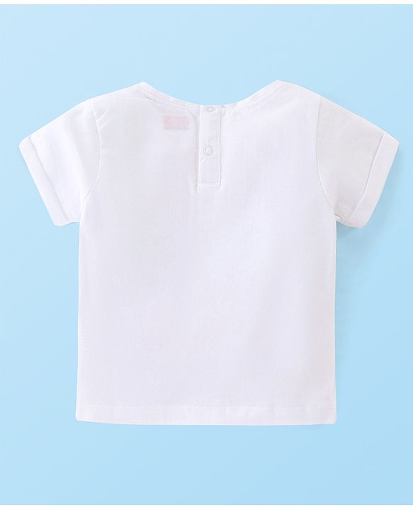 Babyhug 100% Cotton Knit Half Sleeves Text Print T-Shirt - White