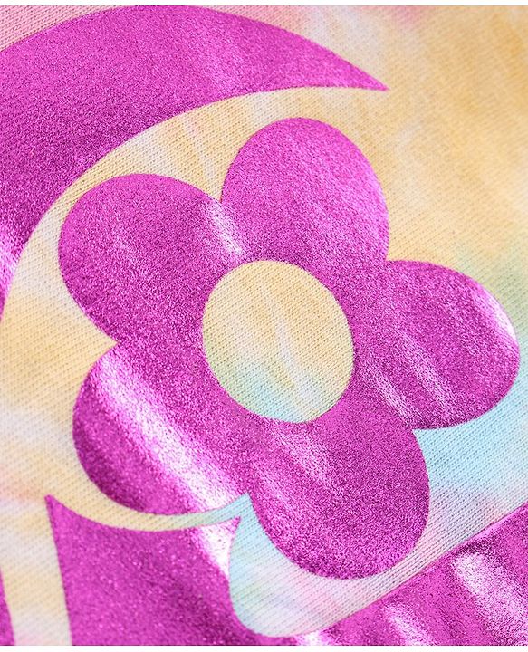 Babyhug Cotton Half Sleeves Tie and Dye T-Shirt With Foil Text Print - Multicolor