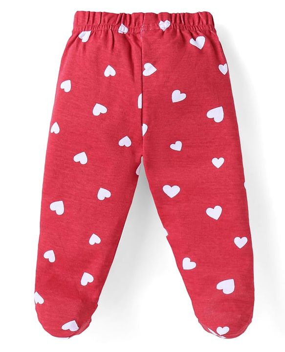 Babyhug Interlock Knit Heart & Polka Dot Printed Bootie Leggings Pack of 3 - Red Pink & Blue