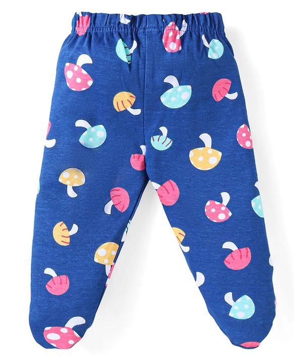 Babyhug Interlock Knit Heart & Polka Dot Printed Bootie Leggings Pack of 3 - Red Pink & Blue