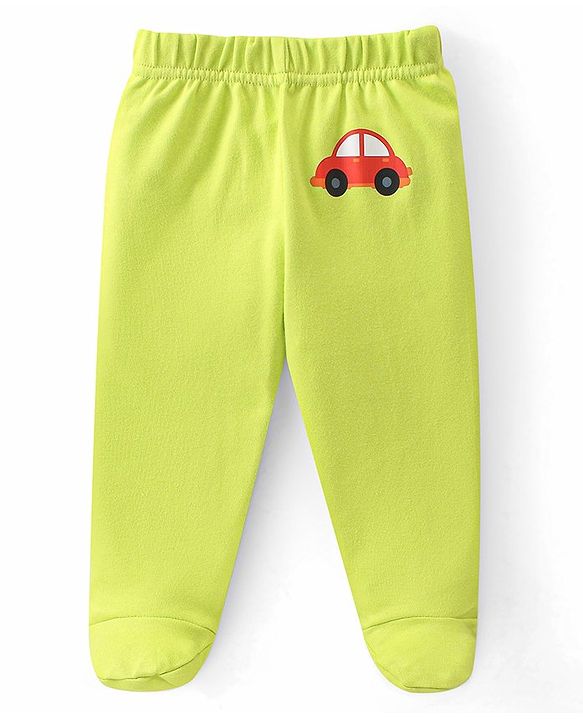 Babyhug Cotton Knit Bootie Leggings Vehicles Print Pack of 3 - Multicolor