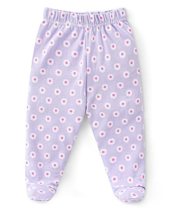Babyhug Interlock Cotton Knit Footed Bootie Leggings Floral Print Pack of 3 - Multicolour