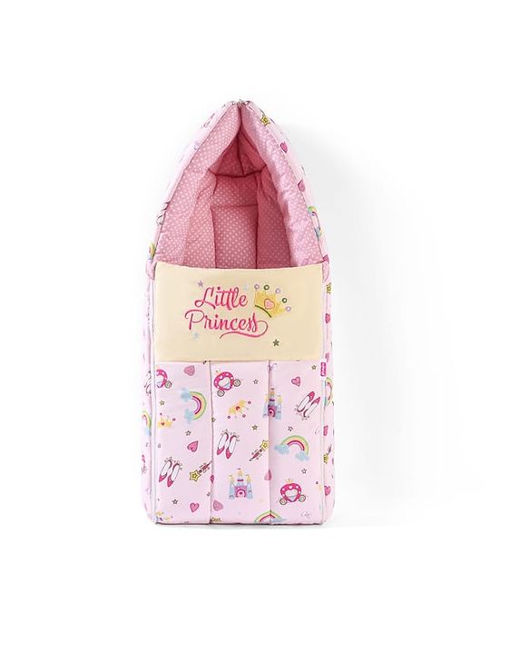 Babyhug 3 in 1 Baby Carry Nest Cum Sleeping Bag Little Princess Embroidery - Pink