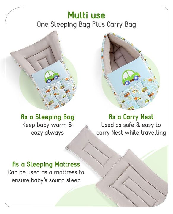 Babyhug 3 in 1 Baby Carry Nest Cum Sleeping Bag Little Princess Embroidery - Pink