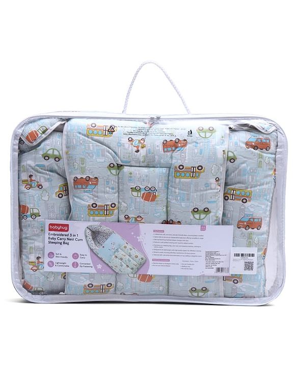 Babyhug 3 in 1 Baby Carry Nest Cum Sleeping Bag Little Princess Embroidery - Pink