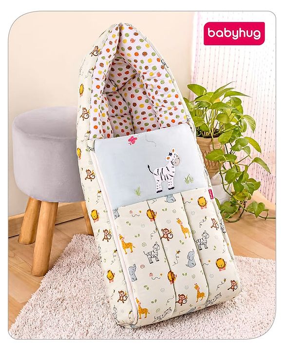 Babyhug 3 in 1 Baby Carry Nest Cum Sleeping Bag Little Princess Embroidery - Pink