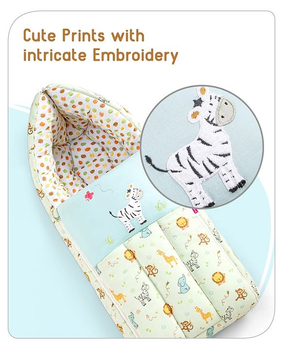 Babyhug 3 in 1 Baby Carry Nest Cum Sleeping Bag Little Princess Embroidery - Pink