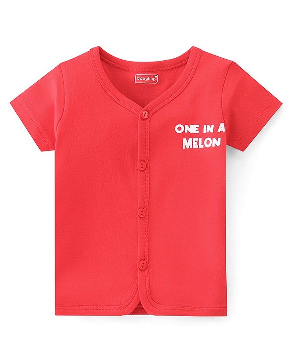 Babyhug 100% Cotton Knit Half Sleeves Front Open Vest Watermelon Print Pack of 3 - Multicolour