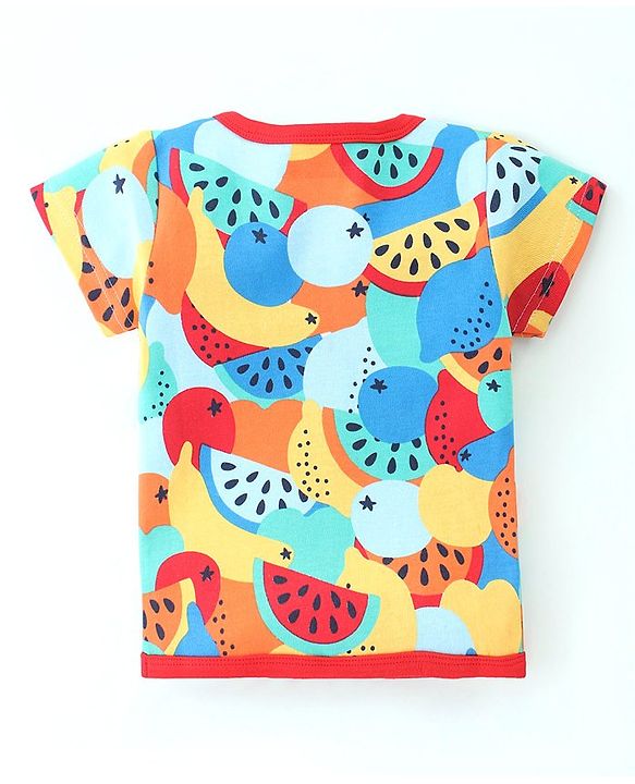 Babyhug 100% Cotton Knit Half Sleeves Front Open Vest Watermelon Print Pack of 3 - Multicolour