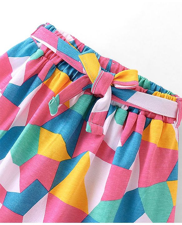 Babyhug Single Jersey Knit Mid Thigh Length Abstract Printed Skirt - Multicolour