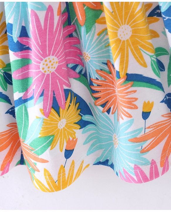 Babyhug Single Jersey Knit Mid Thigh Length Skirt with Floral Print - Multicolour