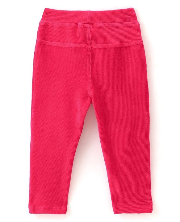 Babyhug Cotton Looper Knit Full Length Solid Jeggings - Fuchsia