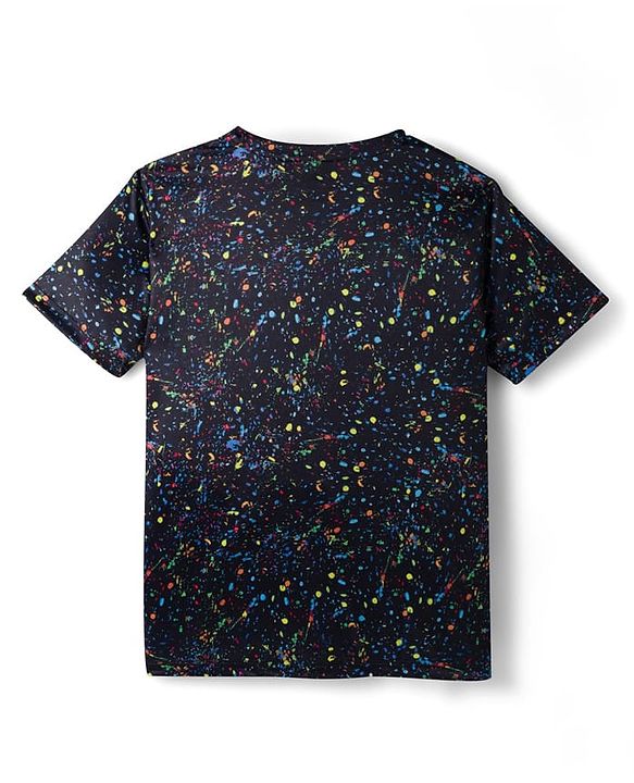Pine Active Half Sleeves T-Shirt  Football Theme Print - Black