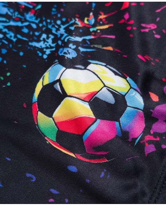 Pine Active Half Sleeves T-Shirt  Football Theme Print - Black