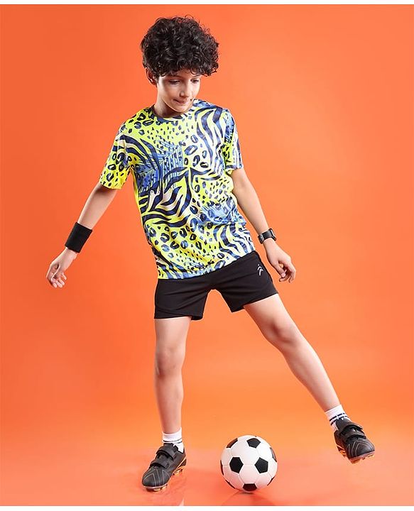 Pine Active Knit Half Sleeves High Stretch Printed T-Shirt - Multicolour