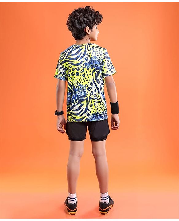 Pine Active Knit Half Sleeves High Stretch Printed T-Shirt - Multicolour