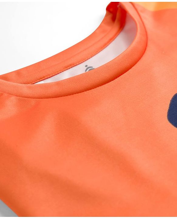 Pine Active Half Sleeves High Stretch T-Shirt Ball Print - Orange