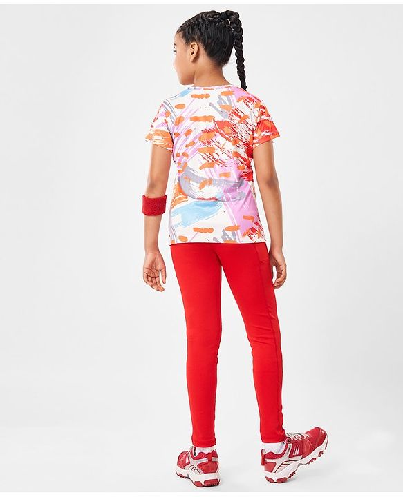 Pine Active Half Sleeves High Stretch T-Shirt  Splash Print - Multicolour