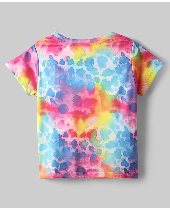 Pine Active  Half Sleeve High Stretch   T-Shirt with Water Colour Effect Text Print - Multicolor