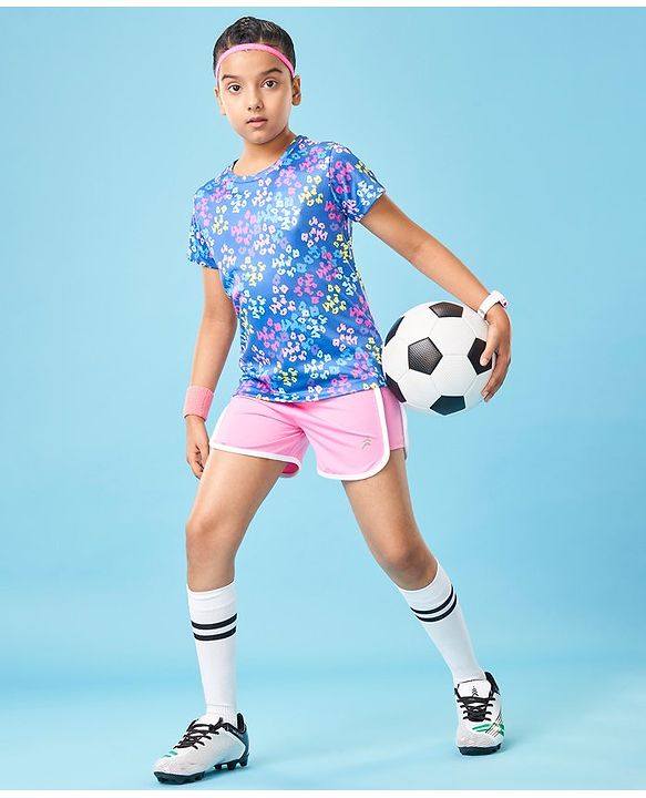 Pine Active Half Sleeves High Stretch T-Shirt Abstract Print - Multicolour