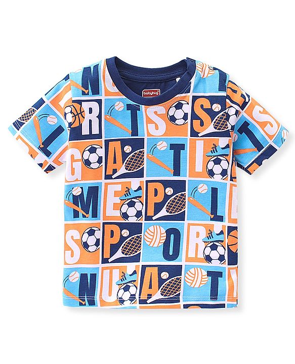 Babyhug 100% Cotton Knit Half Sleeves T-Shirt Balls  Print - Multicolour