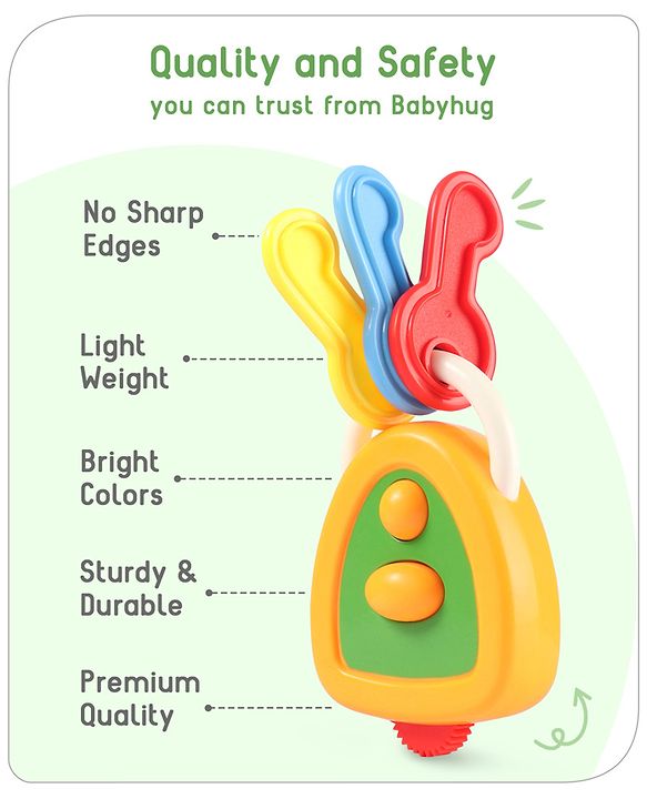Babyhug Car Keys Shape Baby Rattle - Multicolour
