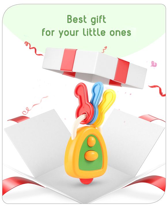 Babyhug Car Keys Shape Baby Rattle - Multicolour