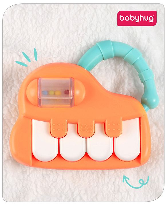 Babyhug Premium Mini Radio Shaped Baby Rattle  Yellow | Interactive Toy | Child-Safe, Non-Toxic | Enhances Grasping & Sensory Skills | Gift for 3+ Months | BIS Certified