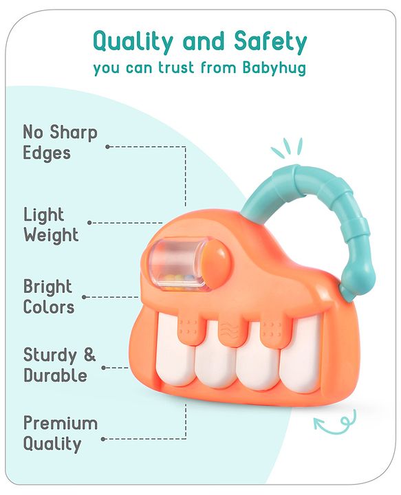 Babyhug Premium Mini Radio Shaped Baby Rattle  Yellow | Interactive Toy | Child-Safe, Non-Toxic | Enhances Grasping & Sensory Skills | Gift for 3+ Months | BIS Certified