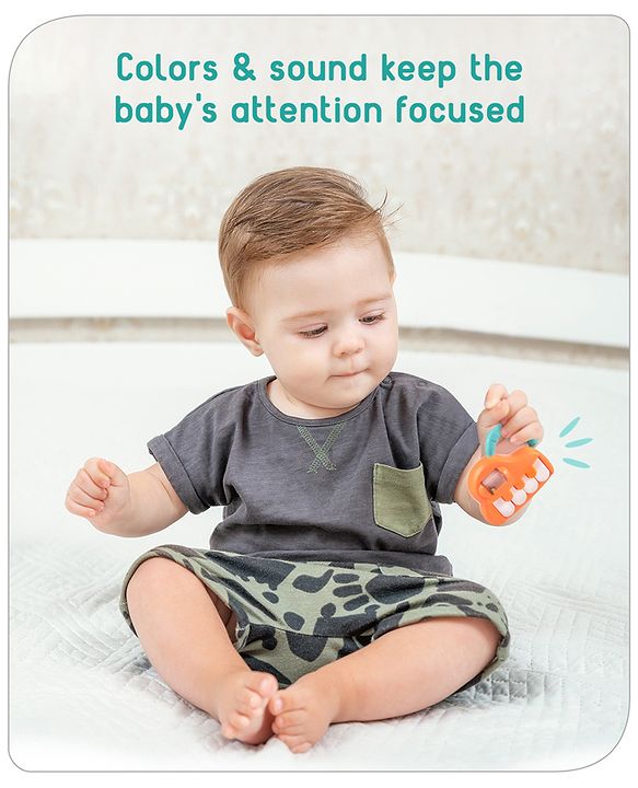 Babyhug Premium Mini Radio Shaped Baby Rattle  Yellow | Interactive Toy | Child-Safe, Non-Toxic | Enhances Grasping & Sensory Skills | Gift for 3+ Months | BIS Certified