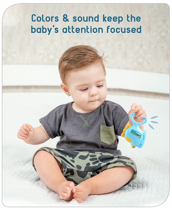 Babyhug Helicopter Shaped Baby Rattle - Blue | Fun, Lightweight & Engaging Toy for Infants | Enhances Grasping & Sensory Skills | Non-Toxic | BIS Certified