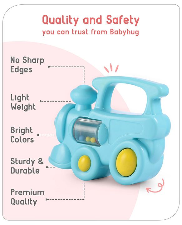 Babyhug Helicopter Shaped Baby Rattle - Blue | Fun, Lightweight & Engaging Toy for Infants | Enhances Grasping & Sensory Skills | Non-Toxic | BIS Certified