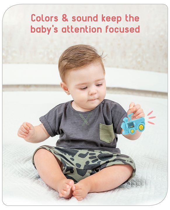 Babyhug Helicopter Shaped Baby Rattle - Blue | Fun, Lightweight & Engaging Toy for Infants | Enhances Grasping & Sensory Skills | Non-Toxic | BIS Certified