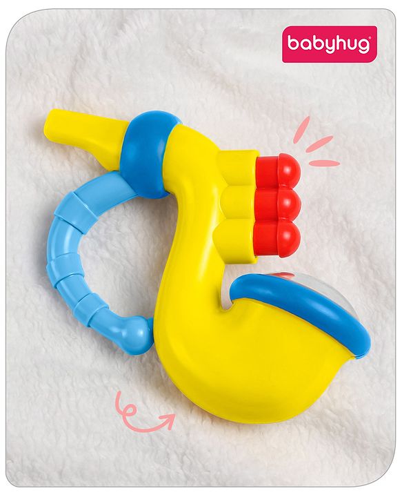 Babyhug Trumpet Shape Baby Rattle - Yellow & Blue