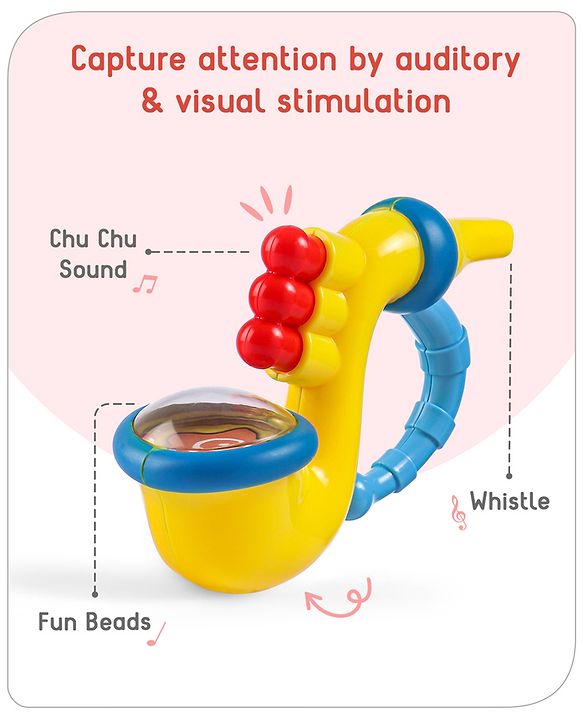 Babyhug Trumpet Shape Baby Rattle - Yellow & Blue