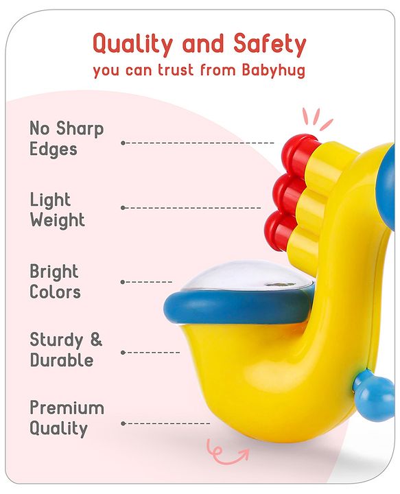 Babyhug Trumpet Shape Baby Rattle - Yellow & Blue