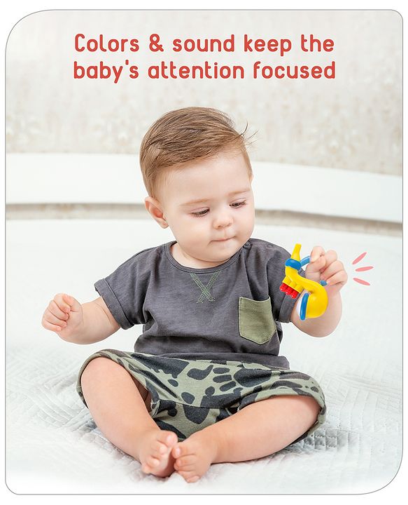 Babyhug Trumpet Shape Baby Rattle - Yellow & Blue